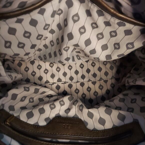 Borsani Moss Green Large Tote Handbag Crossbody Rivets Defects - Picture 10 of 12